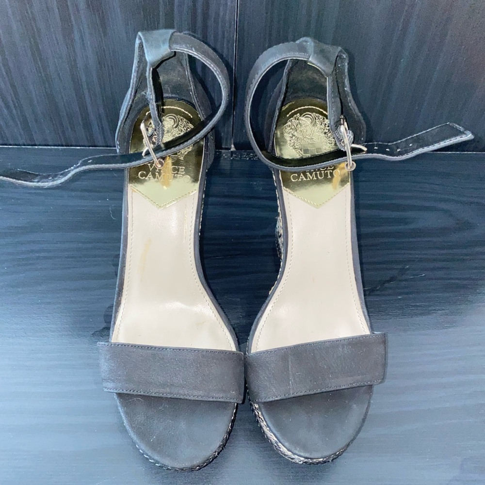 Vince Camuto Black Strappy Wedges
